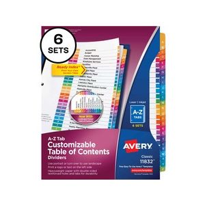 Avery&reg; 11832 A-Z Customizable Multicolor TOC Dividers