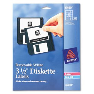 Avery 6490 Laser/Inkjet 3.5" Diskette Labels, White, 375/Pack
