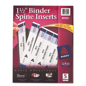 Avery 89105 Custom Binder Spine Inserts, 1-1/2" Spine Width, 5 Inserts/Sheet, 5 Sheets/Pack
