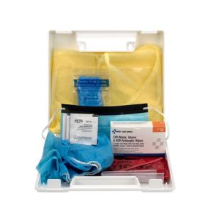 First Aid Only 213-F BBP (bloodborne Pathogen) Spill cleanup Apparel Kit With CPR Pack, Plastic Case, EA