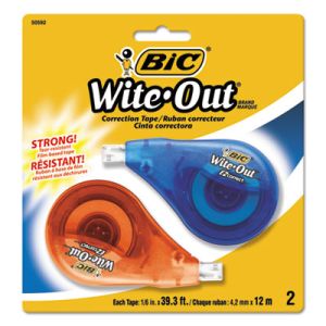 BIC WOTAPP21 Wite-Out EZ Correct Correction Tape, Non-Refillable, 1/6" x 472", 2/Pack