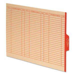 Pendaflex 5251 End Tab Outguides, Red Center "OUT" Tab, Manila, Letter, 100/Box