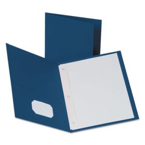 Oxford 57702 Twin-Pocket Folders with 3 Fasteners, Letter, 1/2" Capacity, Blue, 25/Box