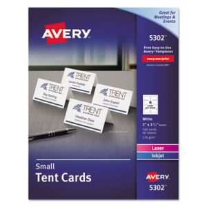 Avery 5302 Small Tent Card, White, 2 x 3 1/2, 4 Cards/Sheet, 160/Box