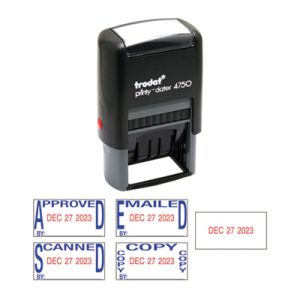 Trodat E4756 Economy 5-in-1 Date Stamp, Self-Inking, 1 x 1 5/8, Blue/Red