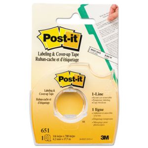 Post-it 651 Labeling & Cover-Up Tape, Non-Refillable, 1/6" x 700" Roll