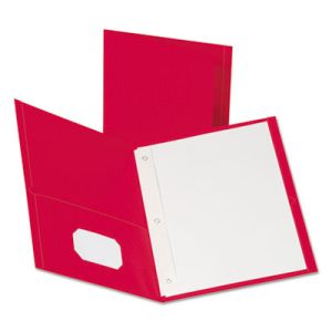 Oxford 57711 Twin-Pocket Folders with 3 Fasteners, Letter, 1/2" Capacity, Red, 25/Box