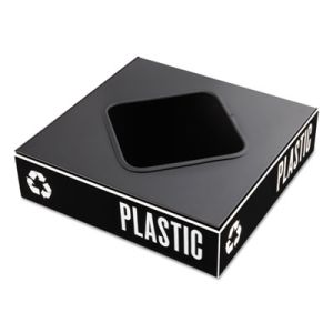 Safco 2989BL Public Square Recycling Container Lid, Square Opening, 15.25 x 15.25 x 2, Black