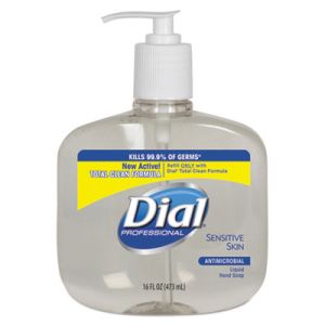Dial Professional 80784 Antimicrobial Soap for Sensitive Skin, 16oz Pump Bottle, 12/Carton