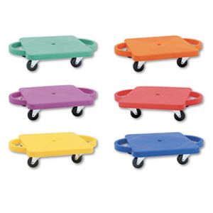 Champion Sports PGHSET Plastic Scooter Set with Nylon Swivel Casters, 12 x 12, Assorted Colors, 6/Set