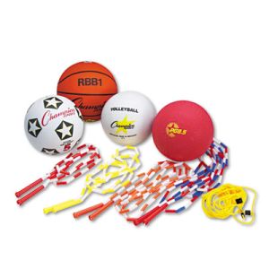 Champion Sports UPGSET2 Physical Education Kit w/Seven Balls, 14 Jump Ropes, Assorted Colors