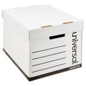Universal 85700 Extra-Strength Storage Box w/Lid, Letter/Legal, 12 x 15 x 10, White, 12/Carton