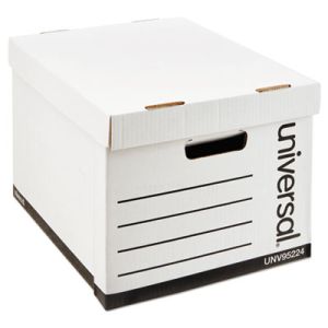 Universal 95224 Heavy-Duty Fast Assembly Lift-Off Lid Storage Box, Letter/Legal, White, 12/CT
