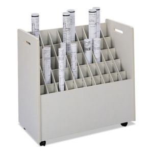 Safco 3083 Laminate Mobile Roll Files, 50 Compartments, 30-1/4w x 15-3/4d x 29-1/4h, Putty