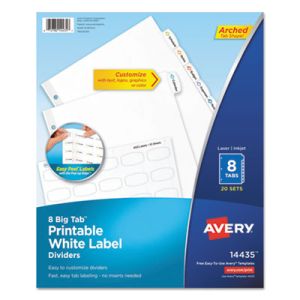 Avery 14435 Big Tab White Label Tab Dividers, 8-Tab, Letter, 20 per pack