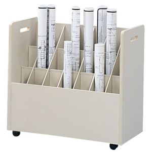 Safco 3043 Wood Mobile  Roll File, 21 Compartment 1 EA