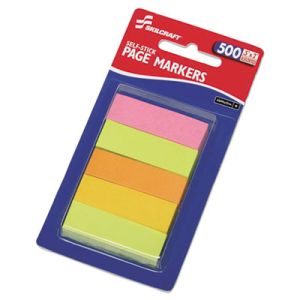 AbilityOne 4214751 7510014214751 SKILCRAFT Self-Stick Tabs/Page Markers, 2", Neon, Assorted, 500/PK