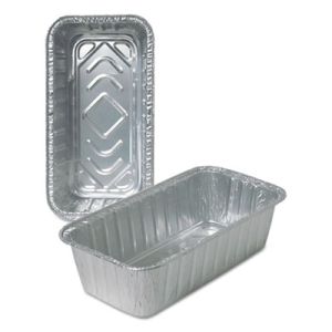 Durable Packaging 510035 Aluminum Loaf Pans, 4 9/16w x 2 3/8d x 8 11/16h, Silver, 500/Carton