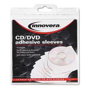 Innovera 39402 Self-Adhesive CD/DVD Sleeves, 10/Pack
