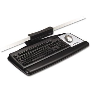 3M AKT65LE Tool-Free Install Knob Adjust Keyboard Tray With Standard Platform, Black