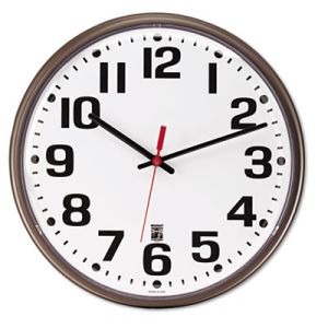 AbilityOne 5573149 6645015573149 SKILCRAFT Self Set Wall Clock with Second Hand, 12", Bronze
