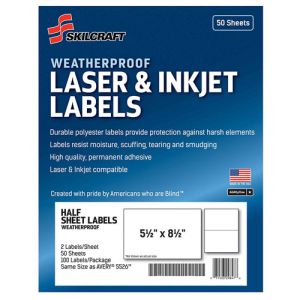 AbilityOne 6736219 7530016736219 Mailing Labels, 5-1/2" x 8-1/2", White, 50 Sheets/PG