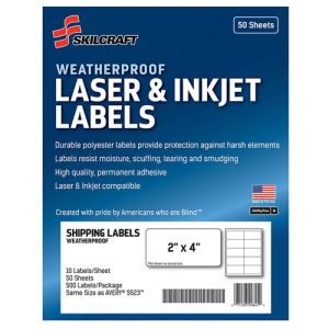 AbilityOne 6736220 7530016736220 Mailing Labels, 2" x 4", White, 50 Sheets/PG