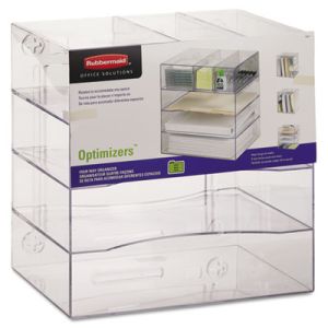 Rubbermaid 94600ROS Optimizers Four-Way Organizer with Drawers, Plastic, 10 x 13 1/4 x 13 1/4, Clear