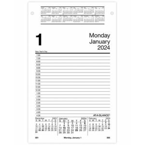 AT-A-GLANCE E51750 QuickNotes Desk Calendar Refill, 3 1/2 x 6, 2024