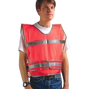 AbilityOne 1774974 8415001774974 High Visibility Safety Vest w/ Silver/White Reflective Stripes, Fluorescent Orange Mesh, EA