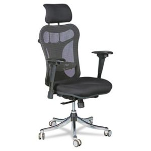 BALT 34434 Ergo Ex Executive Office Chair, Mesh Back/Upholstered Seat, Black/Chrome