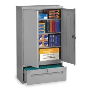 Tennsco DWR-6618 Assembled Counter High Storage Cabinet With Drawer, 36"w x 18"d x 66"h, Medium Grey, EA
