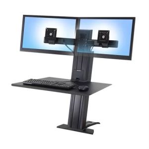 Ergotron 33-407-085 WorkFit-SR, Dual Monitor, Sit-Stand Desktop Workstation, Black, EA