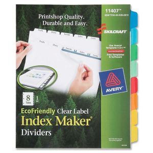 AbilityOne 6006978 7530016006978 Index Dividers, 8-Tab, Blank Tabs, Letter, White, 1 Set