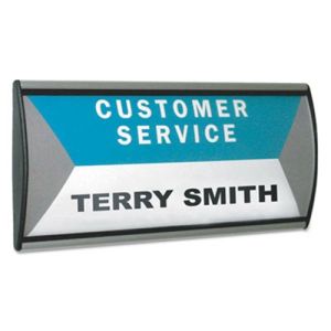 People Pointer Wall/Door Sign, Aluminum Base, 8 3/4 x 4, Black/Silver