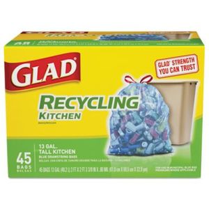 Glad 78542BX Recycling Tall Kitchen Drawstring Bag