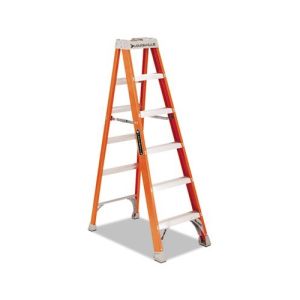 Louisville FS1506 Fiberglass Heavy Duty Step Ladder, 73 3/5", 5-Step, Orange