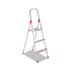 Louisville L234603 #566 Folding Aluminum Euro Platform Ladder, 3-Step, Red