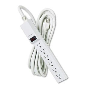 Fellowes 99026 Six-Outlet Power Strip, 120V, 15ft Cord, 10 7/8 x 1 7/8 x 1 5/8, Platinum