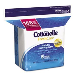 Cottonelle 10358CT Fresh Care Flushable Cleansing Cloths, White, 5x7 1/4, 168/Pack,8 Pack/Carton