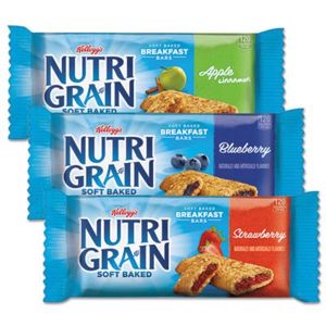 Kellogg's 05872 Nutri-Grain Cereal Bars, Asstd: Apple, Blueberry, Strawberry, 1.3oz Bar, 48/Ctn