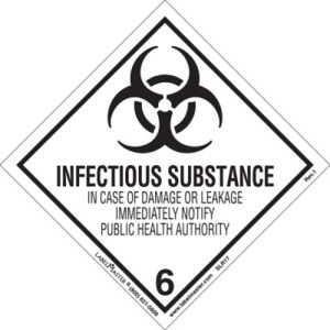 LabelMaster SLR17 Infectious Substance Label, Worded, PVC-Free Film, Roll of 500