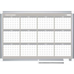 MasterVision GA03106830 3 x 2 Magnetic Gold Ultra 12 Month Planner with Aluminum Frame