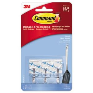 Command 17067CLRES Clear Hooks & Strips, Plastic/Wire, Small, 3 Hooks & 4 Strips/Pack