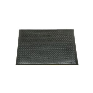 AbilityOne 5826229 7220015826229 Anti-Fatigue Floor Mats, Industrial Deck-Plate, Black with 2 Yellow Borders Stripes, 3' x 5', EA
