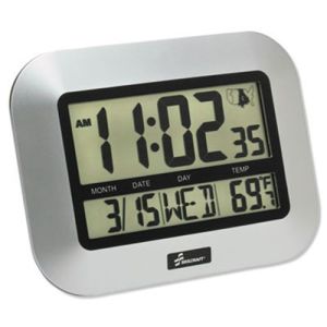 AbilityOne 6611877 6645016611877 SKILCRAFT LCD Digital Radio-Controlled Clock, 7.25", Silver