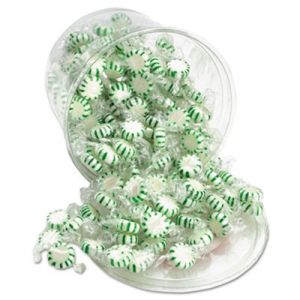 Office Snax 70005 Starlight Mints, Spearmint Hard Candy, Individual Wrapped, 2 lb Resealable Tub