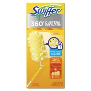 Swiffer 82074CT 360 Dusters, Plastic Handle Extends to 3 ft, 1 Handle & 3 Dusters/Kit/6/Carton