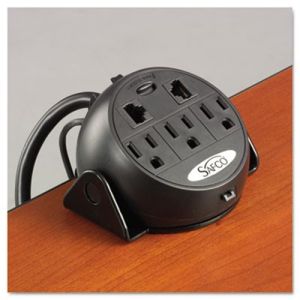 Safco 2059BL Power Module, 3 Outlets, 2 RJ-45 Ports, 8 ft Cord
