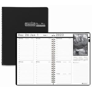 House of Doolittle HOD217102 Weekly Calendar Planner, Black & White Series, Black Cover, 8.5" x 11", 2024, EA